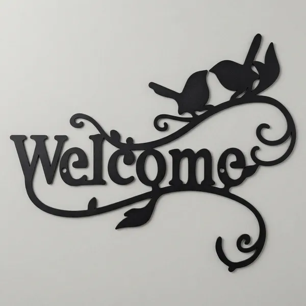 Decorative_Welcome_Sign_With_Birds_-_Metal_Wall_Art