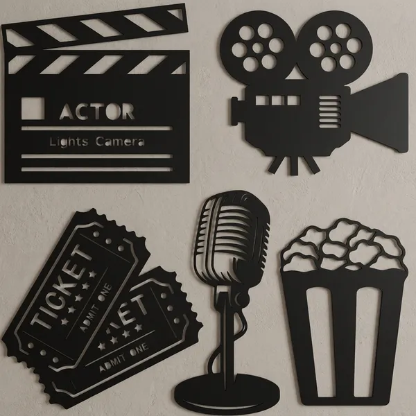 Hollywood_Cinema_Theme_Metal_Wall_Decor_Set_-_Movie_Reel,_Clapperboard,_Microphone,_Popcorn_&_Tickets_(6_Pieces)