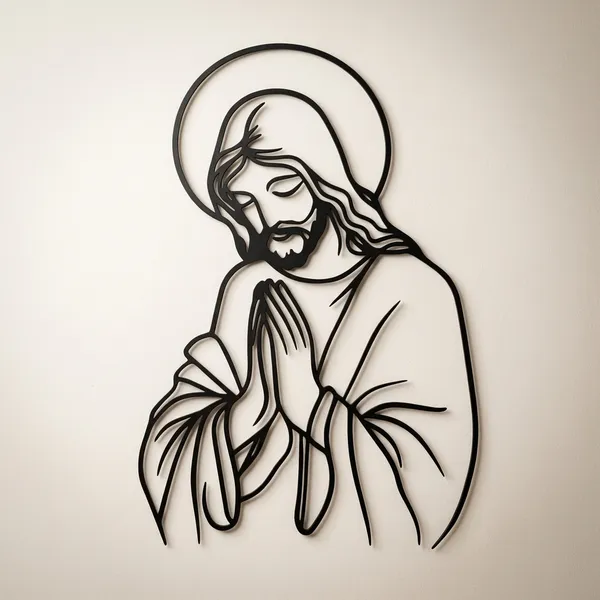 Religious_Jesus_Christ_Praying_Line_Art_Wall_Decor_Illustration