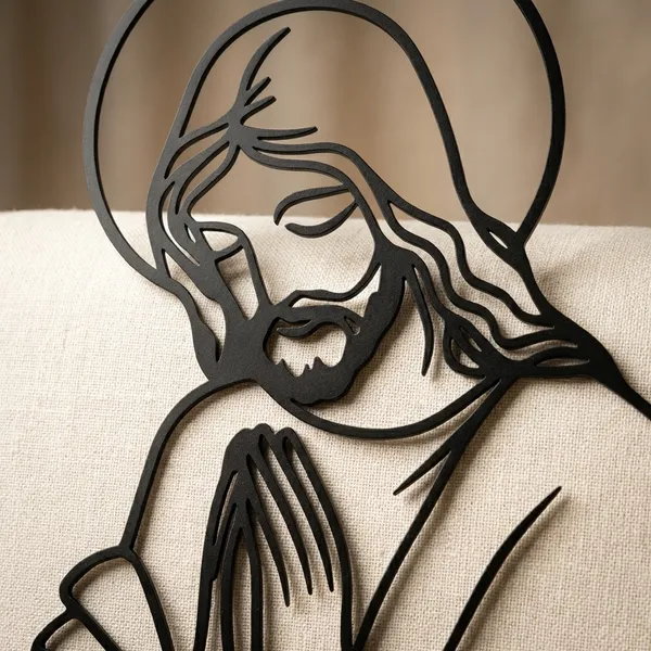 Religious_Jesus_Christ_Praying_Line_Art_Wall_Decor_Illustration