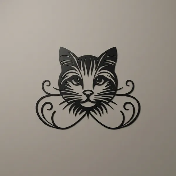 Decorative_Cat_Face_Silhouette_Wall_Art_Or_Logo_Design