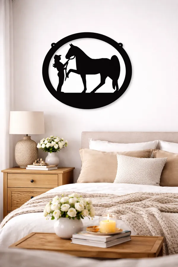 Cowboy_&_Horse_Silhouette_Metal_Wall_Art_-_Circular_Frame