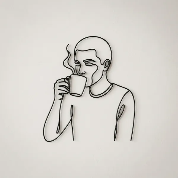 Abstract_Line_Art_Metal_Wall_Decor_-_Woman_With_Coffee_Cup_And_Heart