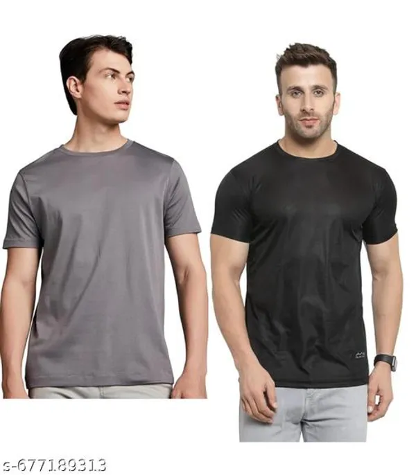 Black_And_Grey_Premium_Lycra_T_Shirt_For_Men_Pack_Of_2