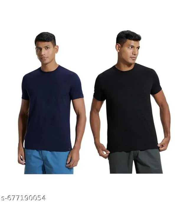 Blue_And_Black_Premium_Lycra_T_Shirt_For_Men_Pack_Of_2
