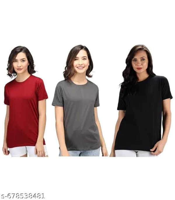 Multicolor_Premium_Polyester_T_Shirt_For_Women_Pack_Of_3