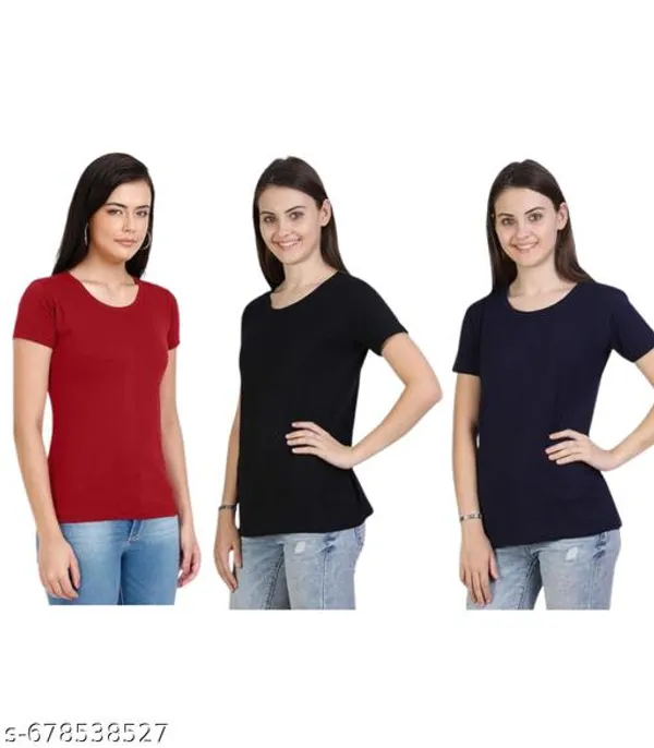 Multicolor_Premium_Polyester_T_Shirt_For_Women_Pack_Of_3