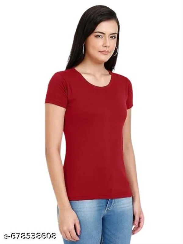 Red_Premium_Polyester_T_Shirt_For_Women
