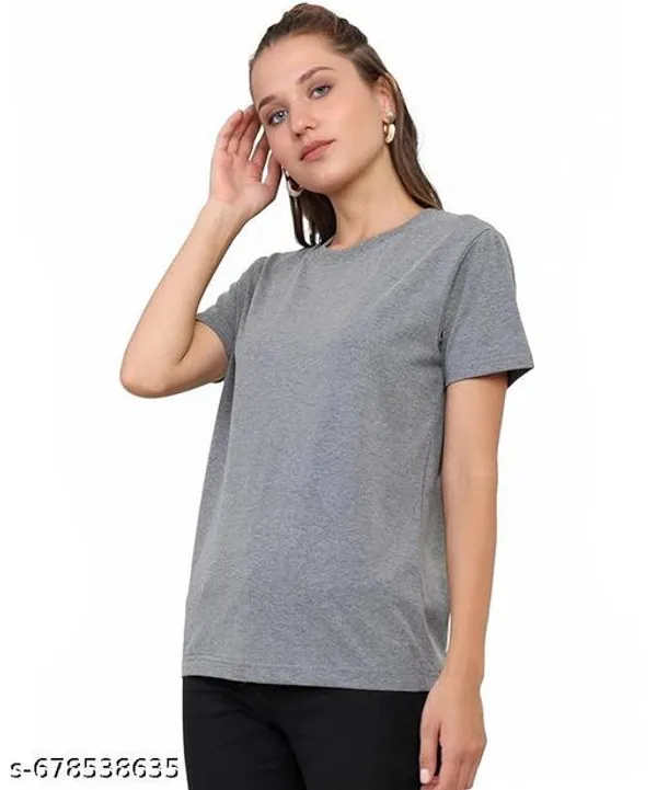 Grey_Premium_Polyester_T_Shirt_For_Women