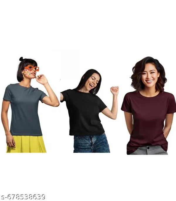 Multicolor_Premium_Polyester_T_Shirt_For_Women_Pack_Of_3