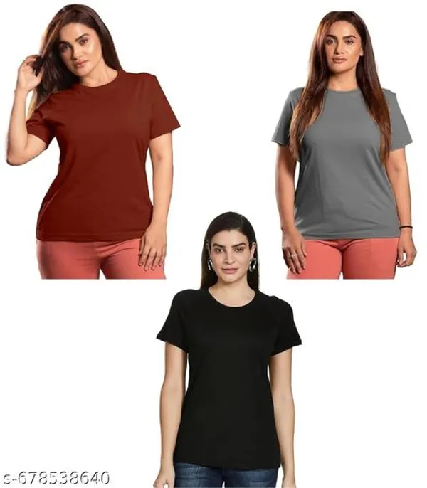 Multicolor_Premium_Polyester_T_Shirt_For_Women_Pack_Of_3