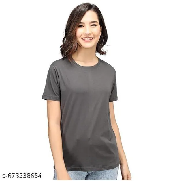Grey_Premium_Polyester_T_Shirt_For_Women