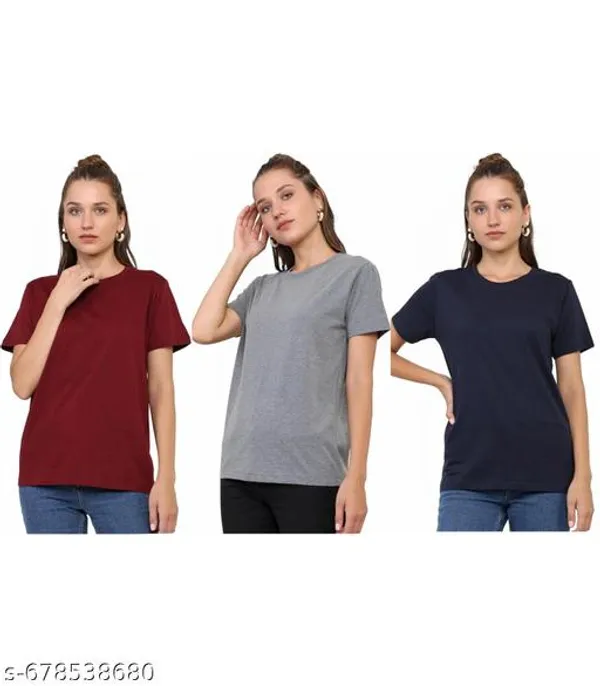 Multicolor_Premium_Polyester_T_Shirt_For_Women_Pack_Of_3