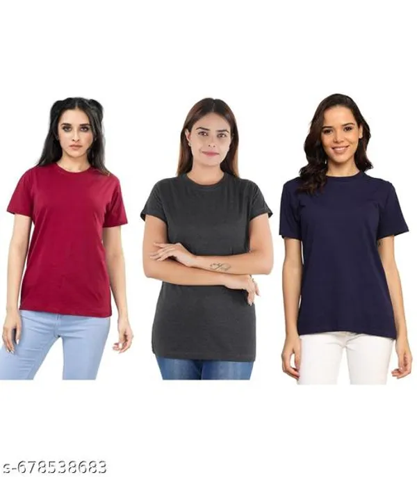 Multicolor_Premium_Polyester_T_Shirt_For_Women_Pack_Of_3