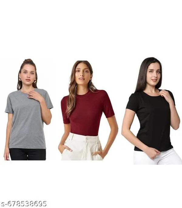 Multicolor_Premium_Polyester_T_Shirt_For_Women_Pack_Of_3