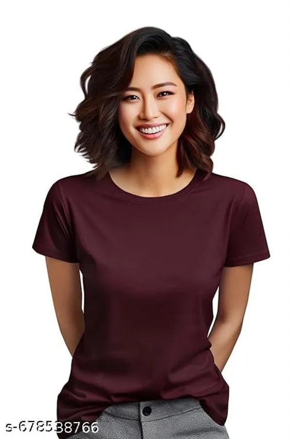 Maroon_Premium_Polyester_T_Shirt_For_Women
