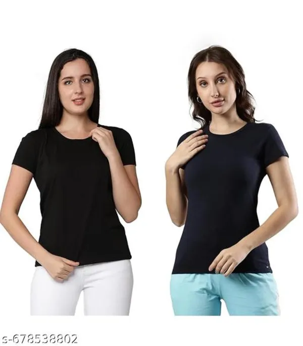 Black_Premium_Polyester_T_Shirt_For_Women_Pack_Of_2