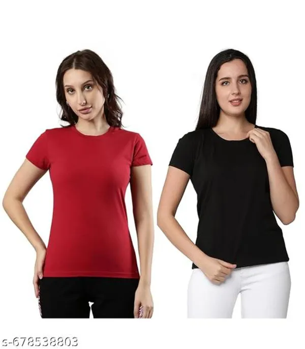 Multicolor_Premium_Polyester_T_Shirt_For_Women_Pack_Of_2
