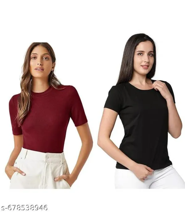 Multicolor_Premium_Polyester_T_Shirt_For_Women_Pack_Of_2