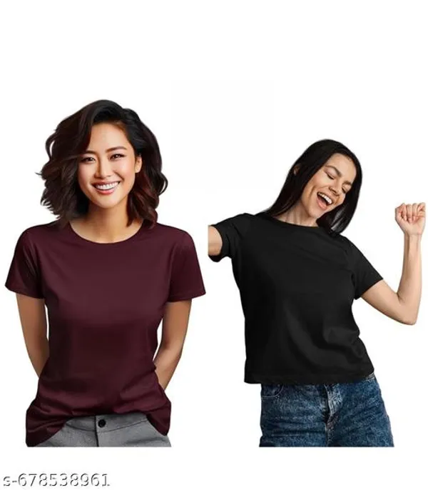 Multicolor_Premium_Polyester_T_Shirt_For_Women_Pack_Of_2
