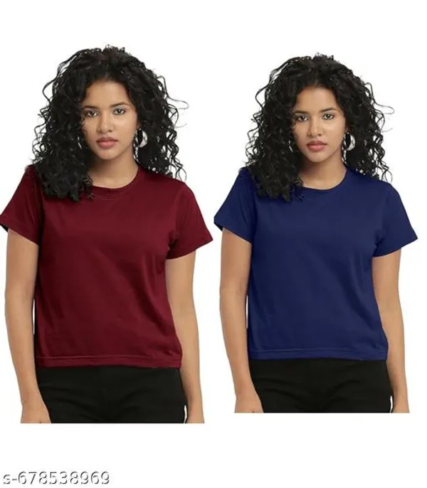 Multicolor_Premium_Polyester_T_Shirt_For_Women_Pack_Of_2