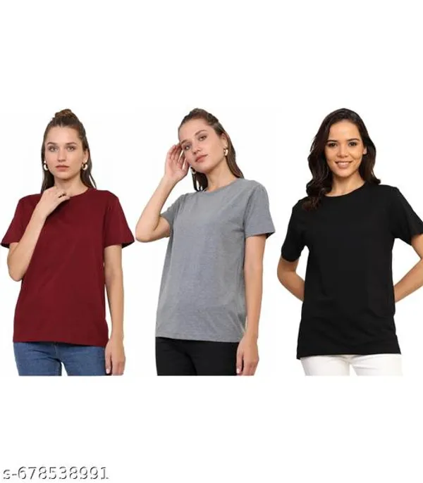 Multicolor_Premium_Polyester_T_Shirt_For_Women_Pack_Of_3