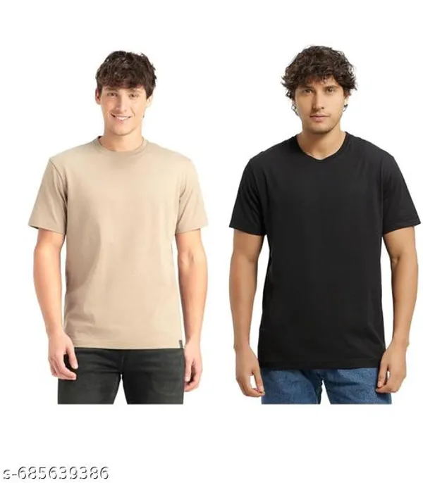 Off_White_And_Gold_Premium_Lycra_T_Shirt_For_Men_Pack_Of_2