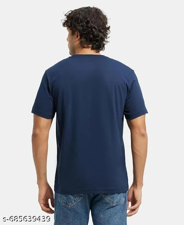 Gold_And_Navy_Blue_Premium_Lycra_T_Shirt_For_Men_Pack_Of_2