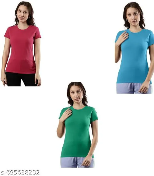 Multicolor_Premium_Polyester_T_Shirt_For_Women_Pack_Of_3