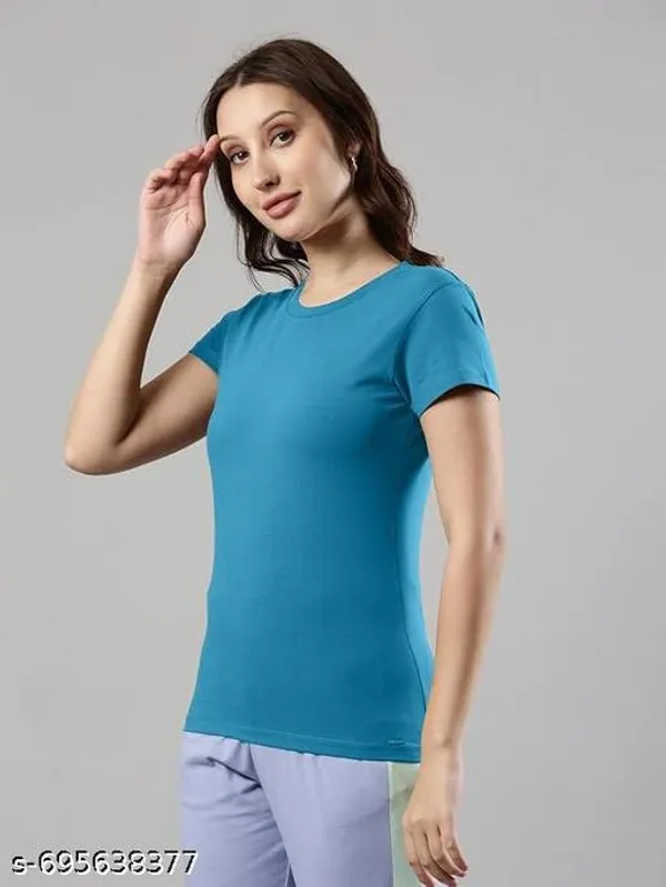 Maroon_And_Blue_Premium_Polyester_T_Shirt_For_Women_Pack_Of_2
