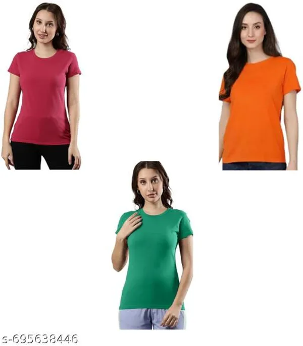 Multicolor_Premium_Polyester_T_Shirt_For_Women_Pack_Of_3