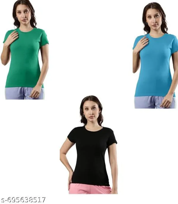 Multicolor_Premium_Polyester_T_Shirt_For_Women_Pack_Of_3