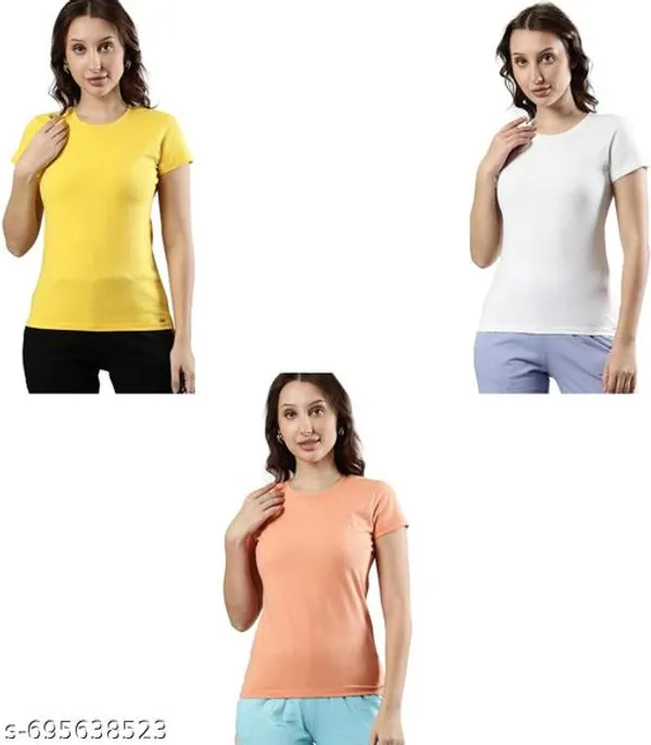 Multicolor_Premium_Polyester_T_Shirt_For_Women_Pack_Of_3