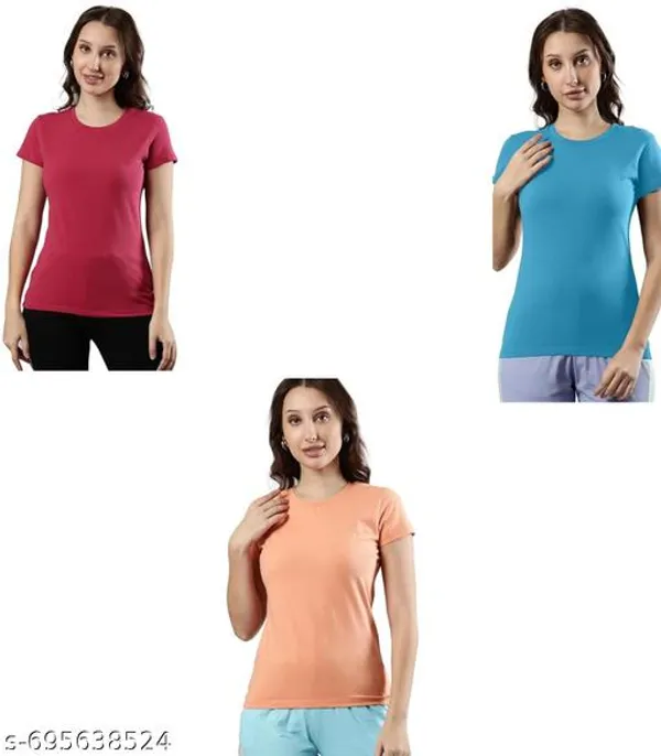 Multicolor_Premium_Polyester_T_Shirt_For_Women_Pack_Of_3