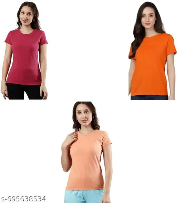 Multicolor_Premium_Polyester_T_Shirt_For_Women_Pack_Of_3