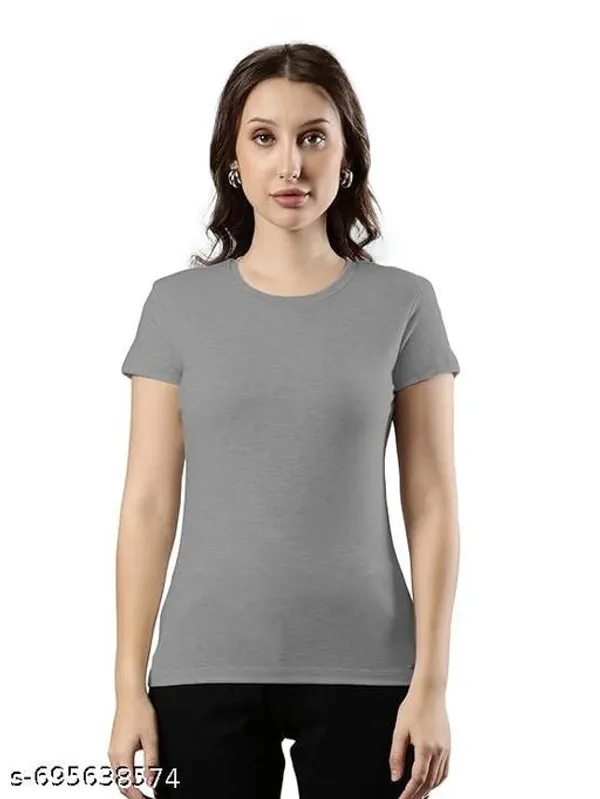 Grey_Premium_Polyester_T_Shirt_For_Women