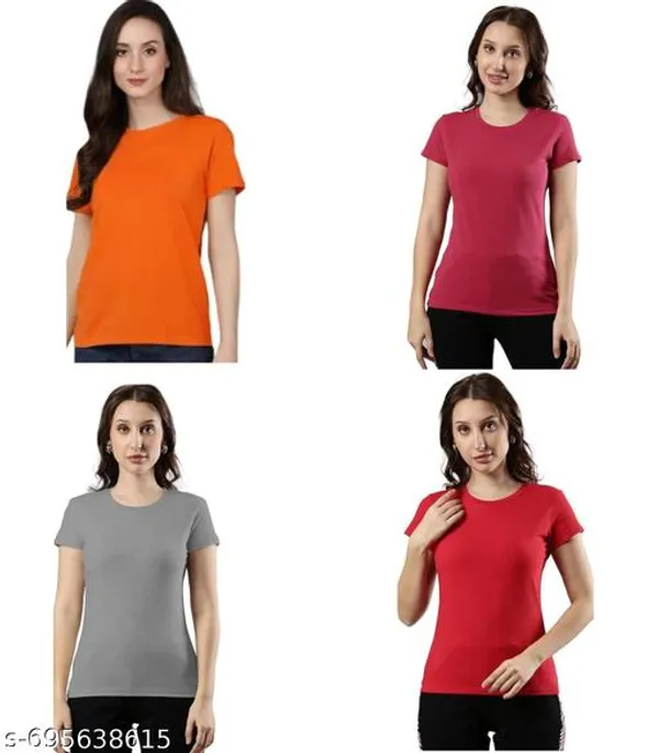 Multicolor_Premium_Polyester_T_Shirt_For_Women_Pack_Of_4