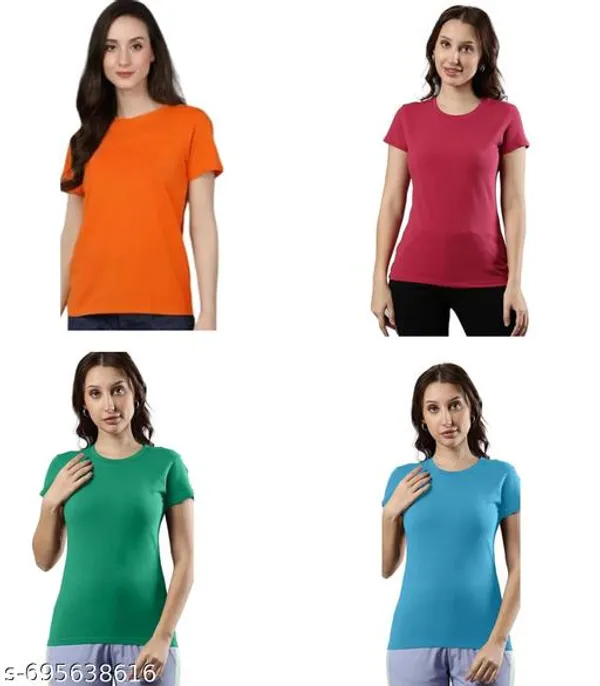 Multicolor_Premium_Polyester_T_Shirt_For_Women_Pack_Of_4