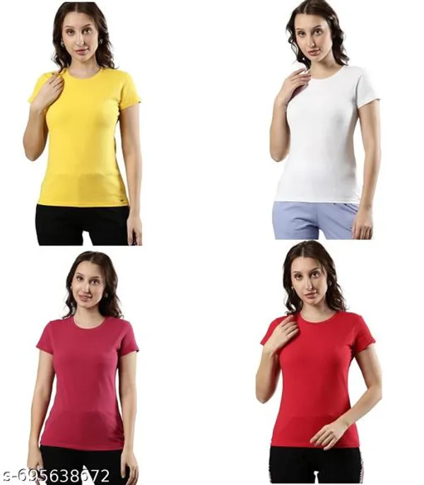 Multicolor_Premium_Polyester_T_Shirt_For_Women_Pack_Of_4