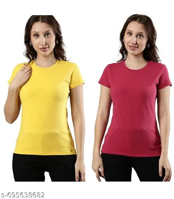 Multicolor_Premium_Polyester_T_Shirt_For_Women_Pack_Of_2