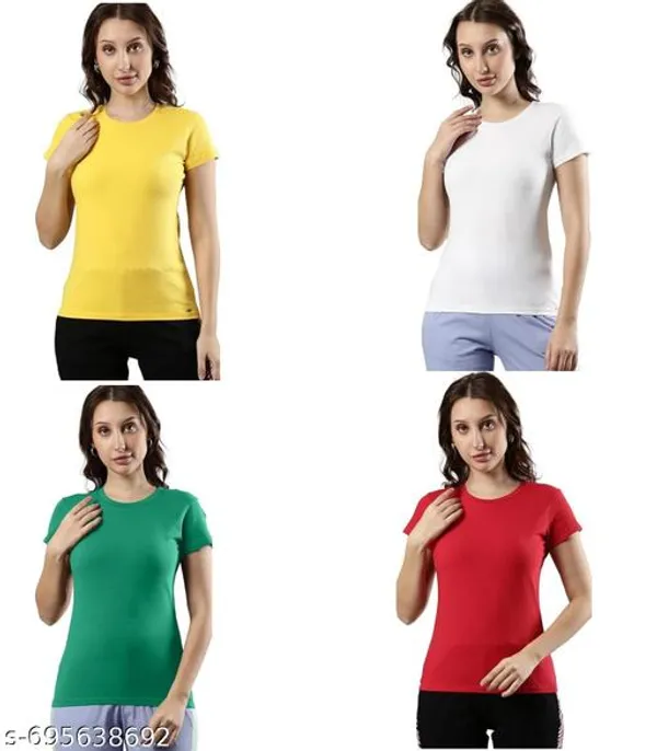 Multicolor_Premium_Polyester_T_Shirt_For_Women_Pack_Of_4