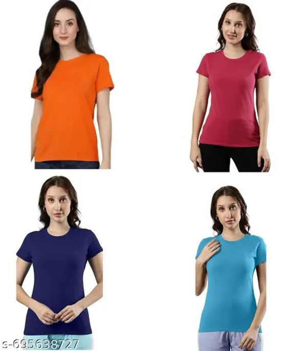 Multicolor_Premium_Polyester_T_Shirt_For_Women_Pack_Of_4