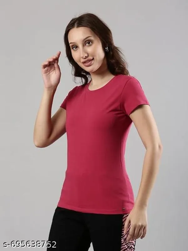 Maroon_And_Red_Premium_Polyester_T_Shirt_For_Women_Pack_Of_2