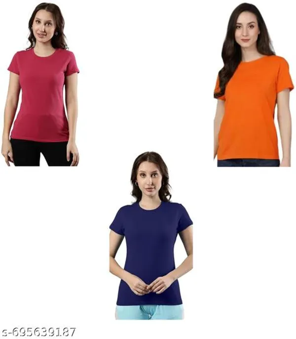 Multicolor_Premium_Polyester_T_Shirt_For_Women_Pack_Of_3