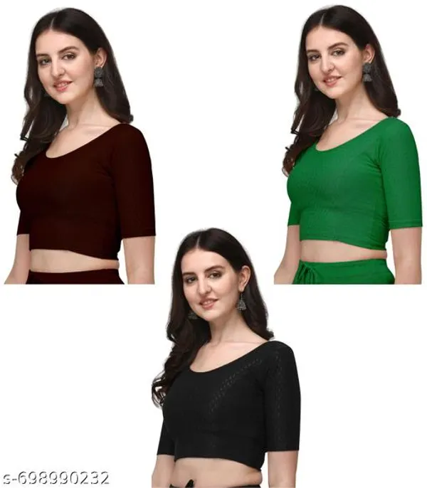 Multicolor_Premium_Lycra_Blouse_For_Women_Pack_Of_3