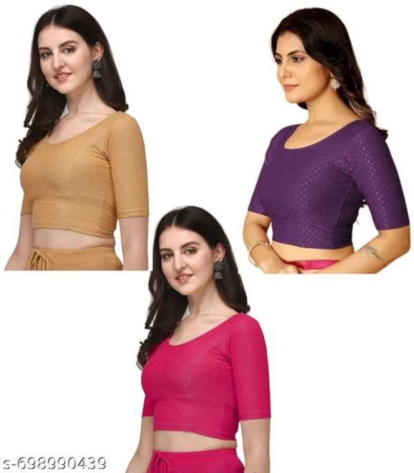Multicolor_Premium_Lycra_Blouse_For_Women_Pack_Of_3