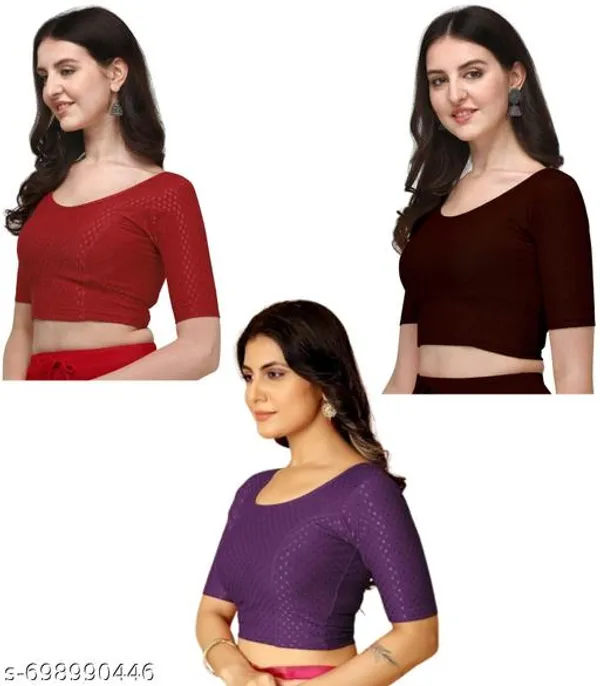 Multicolor_Premium_Lycra_Blouse_For_Women_Pack_Of_3