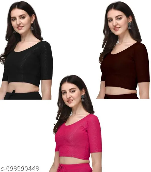 Multicolor_Premium_Lycra_Blouse_For_Women_Pack_Of_3