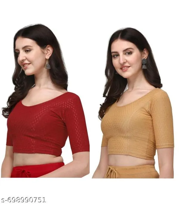Maroon_And_Gold_Premium_Lycra_Blouse_For_Women_Pack_Of_2
