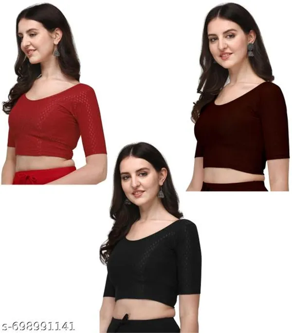 Multicolor_Premium_Lycra_Blouse_For_Women_Pack_Of_3